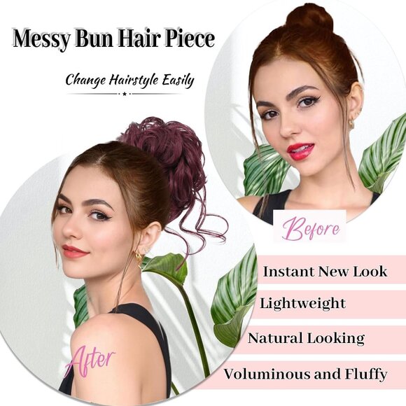 Messy Bun Hair Pieces Set 5 Synthetic Curly Hair Extensions for Updos Women - Picture 5 of 7